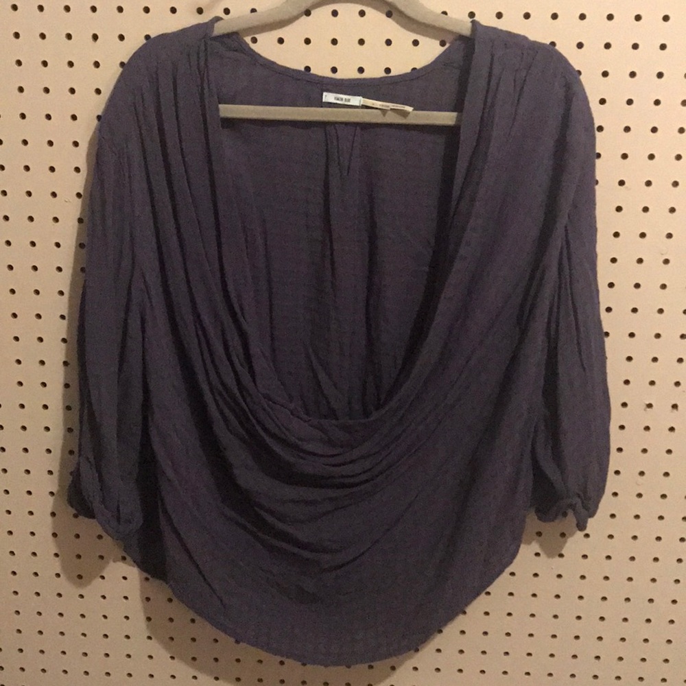 Dressy navy blue quarter sleeve top